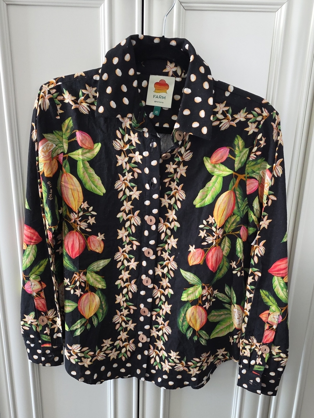 NEW FARM RIO (Tiny Flaw) | $160 Cocoa Paradise Linen Blend Blouse - Picture 10 of 12
